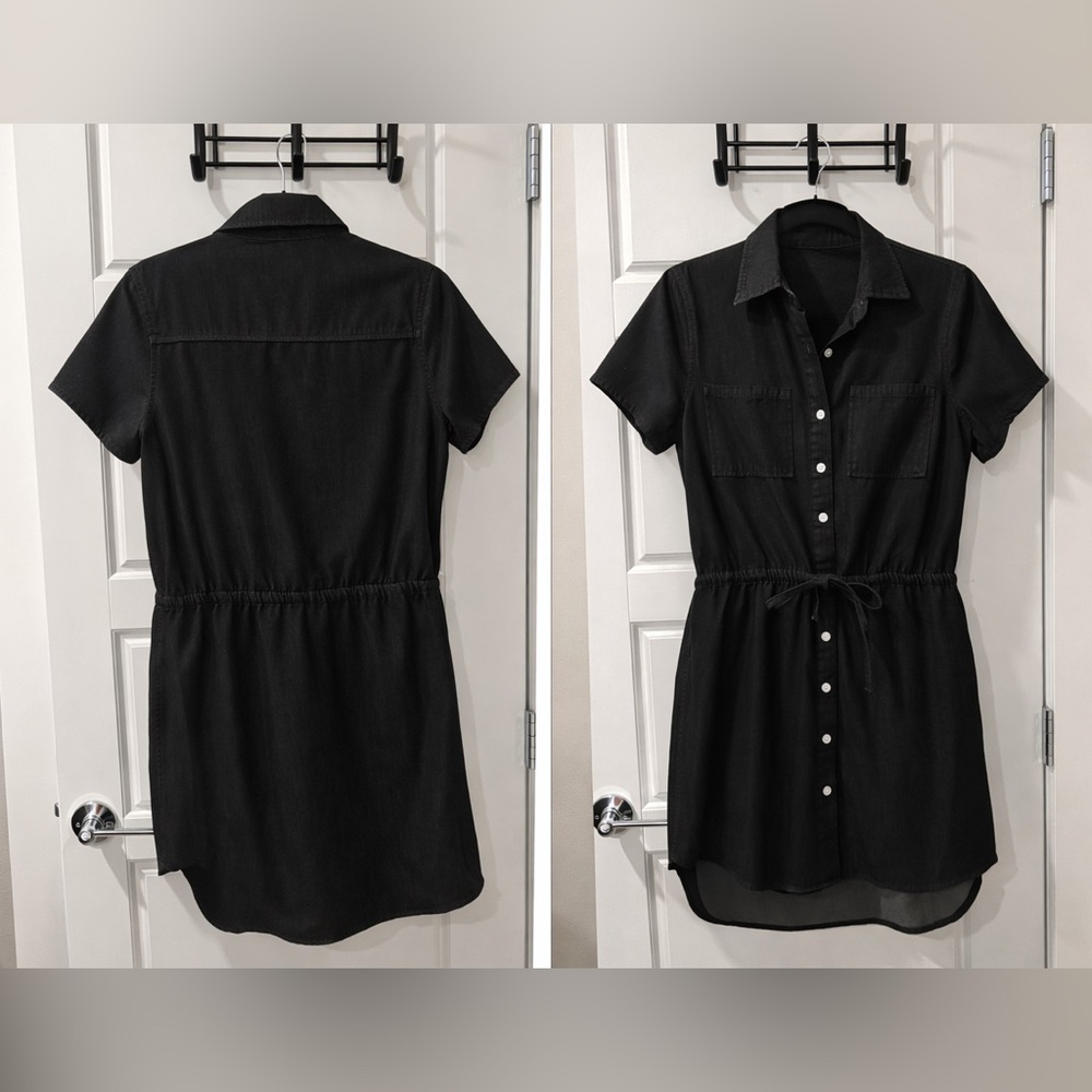 Black Denim Button-Up Shirt Dress
